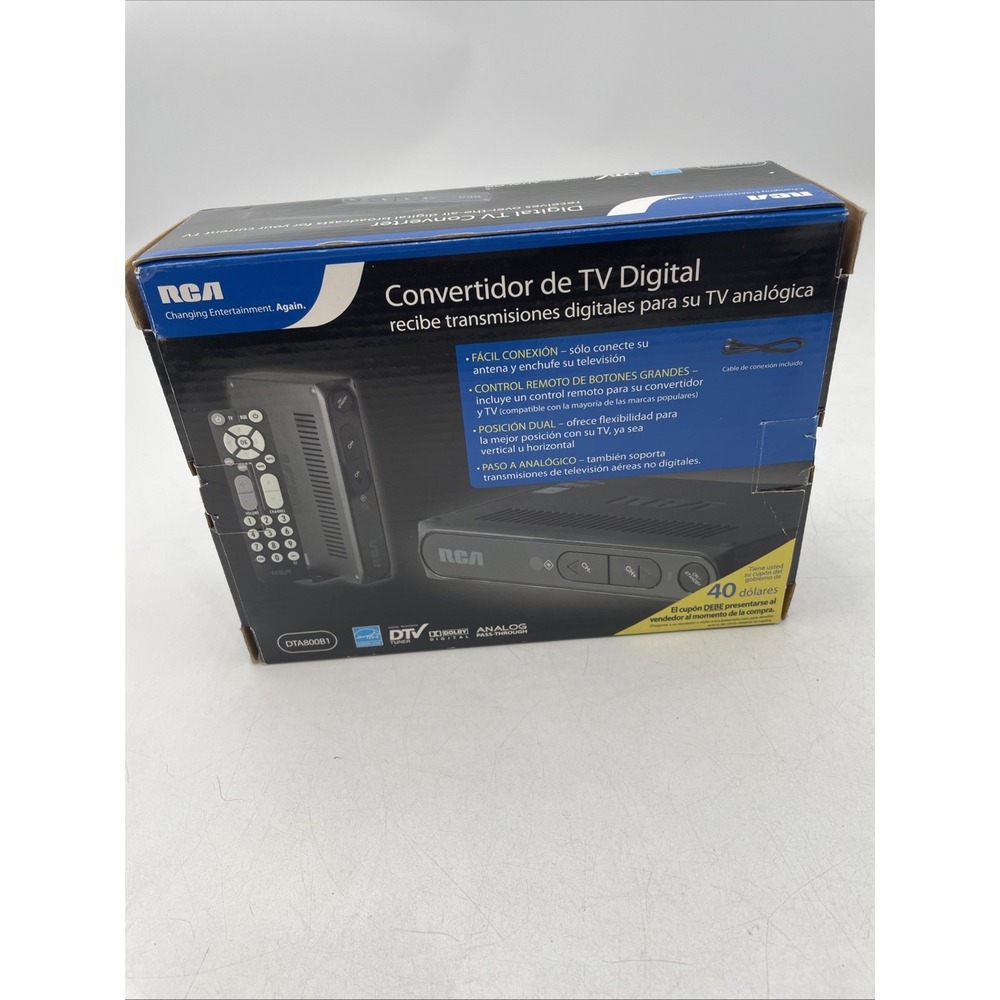 RCA Digital to Analog TV Converter Box DTA800B1 W/Remote For Over the Air OTA TV